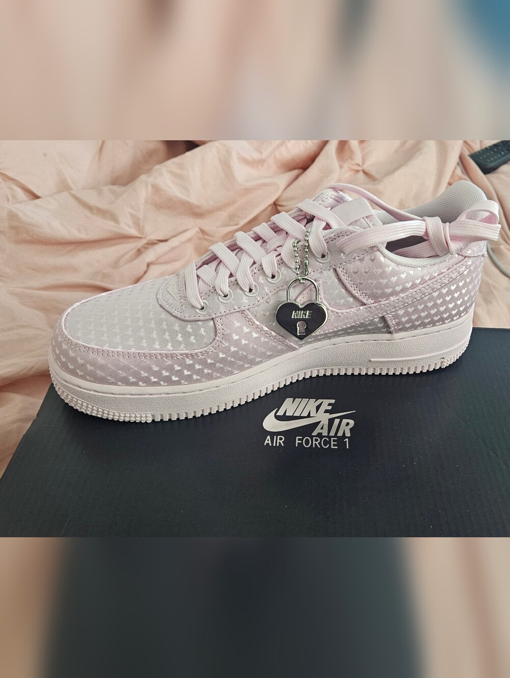 Nike Air Force 1 Low Pink Heart Print Sneaker